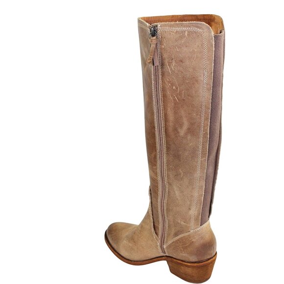 Sofft Anniston Light Taupe Vintage Distressed Leather Tall Side Zipper Boot SZ 9 - Picture 8 of 12